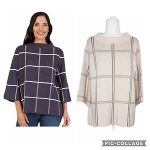 Apt. 9 Pullover Window Panel Wide Sleeve Sweater L